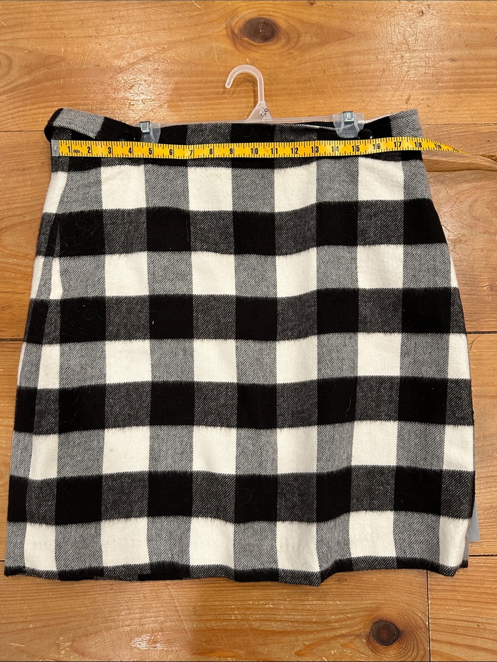 LOFT Black and White preppy Academia Buffalo Check Wool Mini Skirt